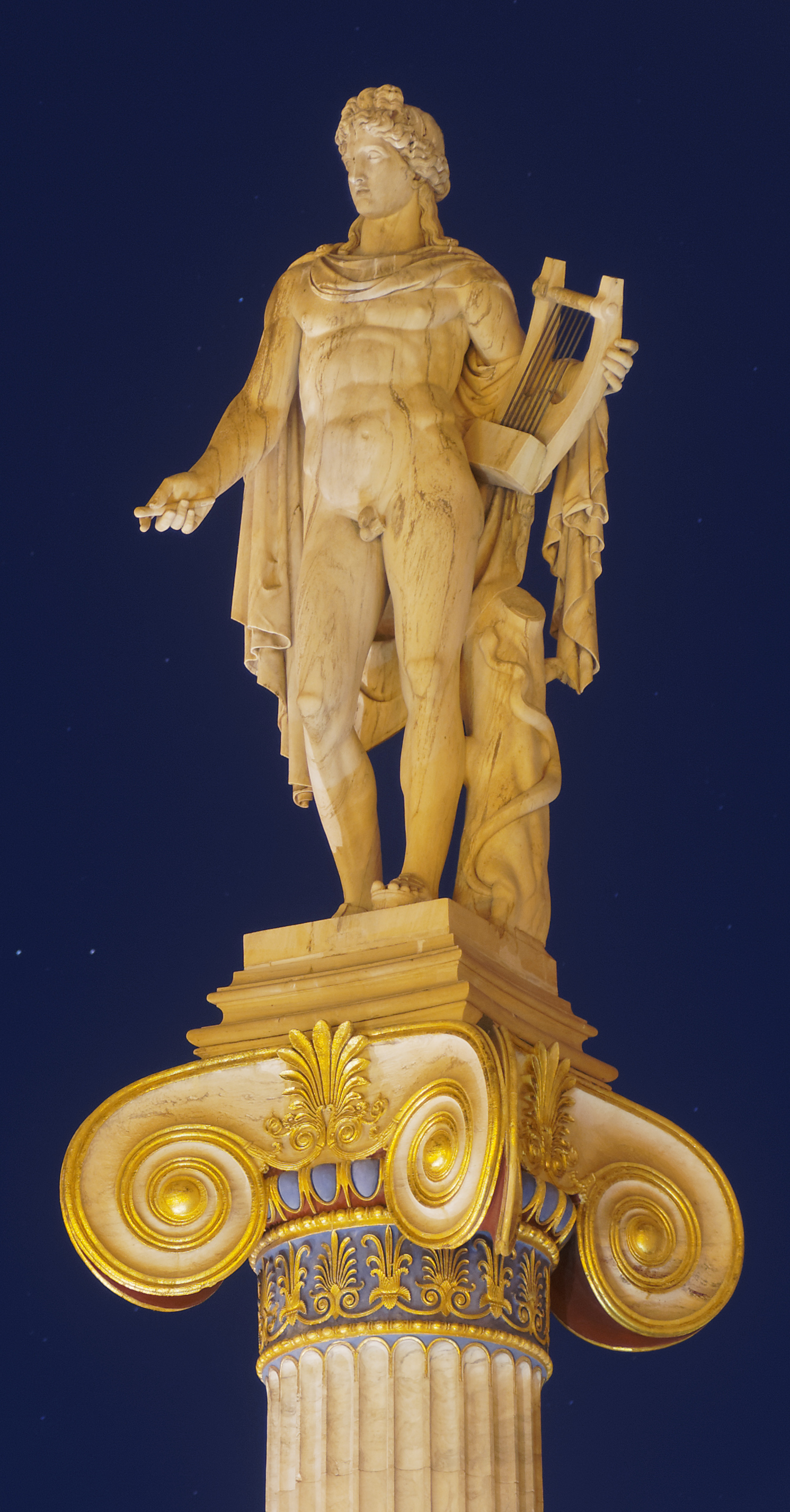 The lyre of Apollo with its 7 strings symbolizes the harmonization of man with Nature. 7 was considered a sacred number. Seven sacred planets, seven energy centers that we bring into harmony through pulse and vibration, as the name of God Apollo reveals to us.